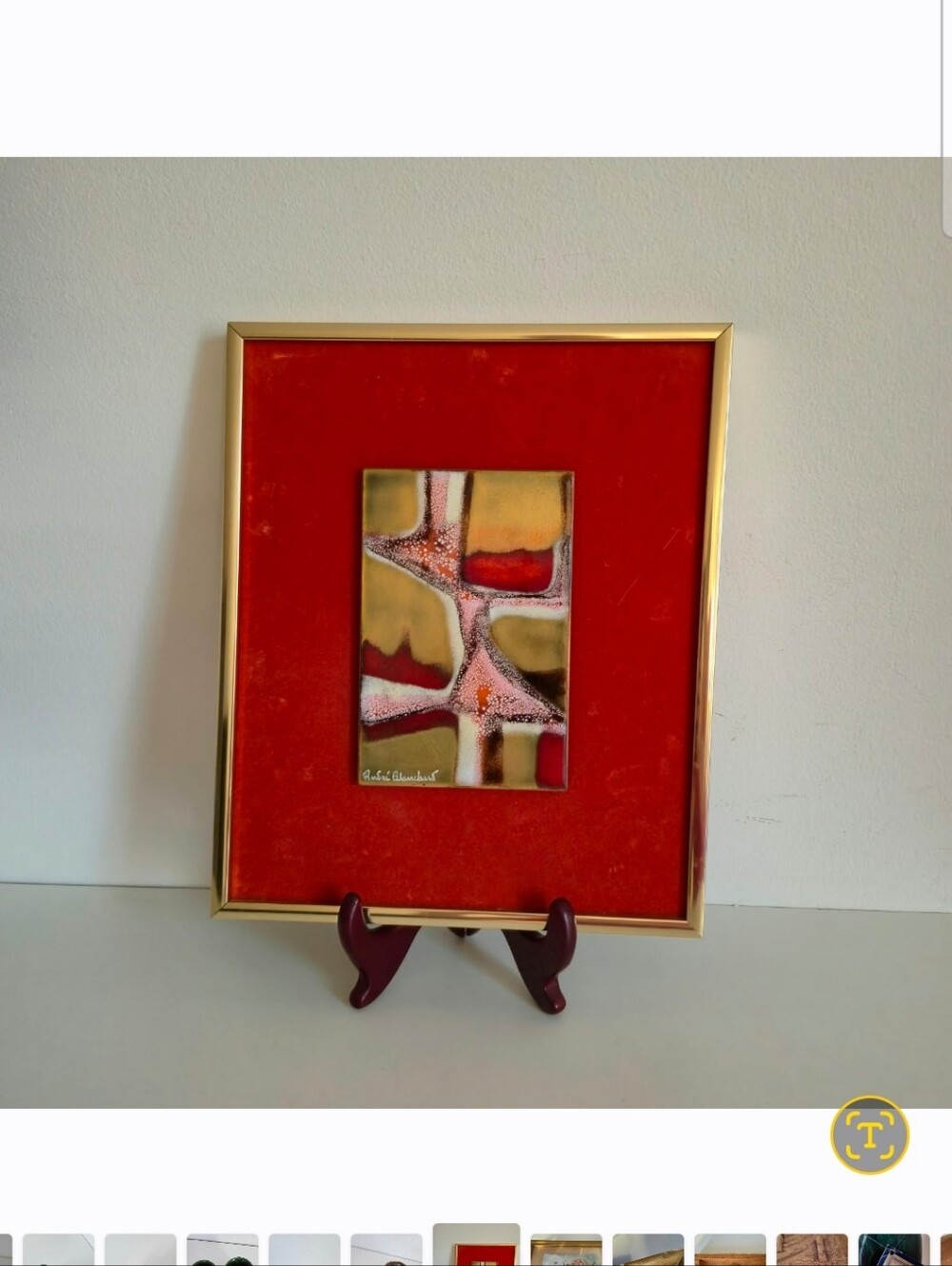 Vintage Andre Blanchard Enamel Art, Abstract Wall Decor, Mid Century Enamelplate